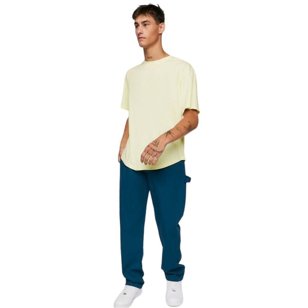 NWT FOREVER 21 Solid Light Yellow Tee L Crew Neck Short Sleeve Normcore NEW